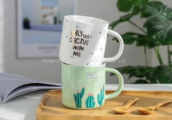 Chinese Factory Ins Style Fashionable Green Cactus Handmade Ceramic Mug photo-2