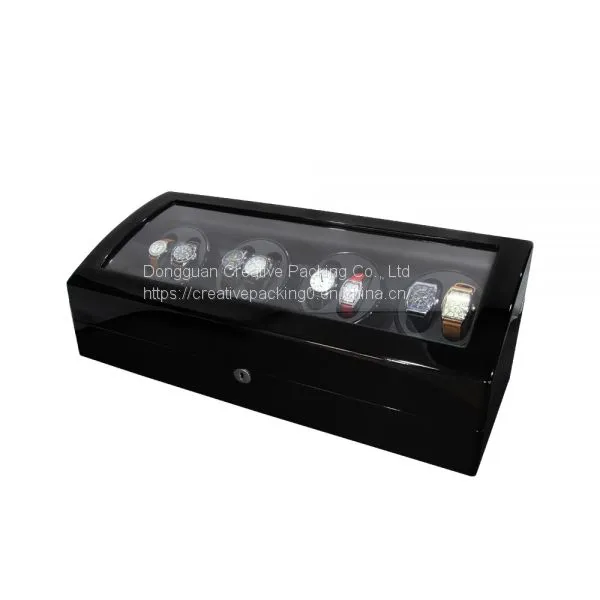 New Design High Gloss Paint Black Wooden Automatic Watch Winder Wooden Watch Winder Automatic Motor Watch Winder