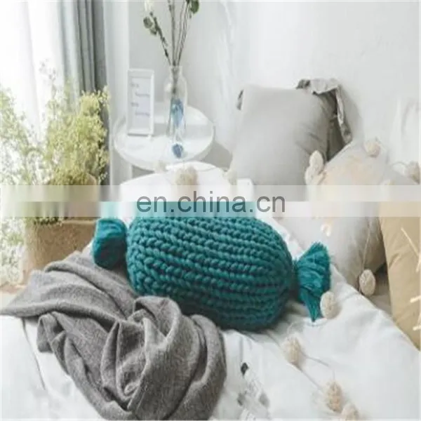 Handmade Ins Soffa Pillow Knots Pillow Acrylic Yarn Chunky Yarn Pillow photo-4