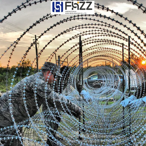 Double Spiral Cross Razor Barbed Wire Barrier With Concertina Coil for Border Line photo-2
