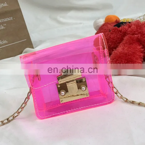 2020 Wholesale Fashion Korea, Version Cute Little Baby Girls Candy Neon Clear Jelly Bag Purse Shoulder Bag Kid Handbag/ photo-4