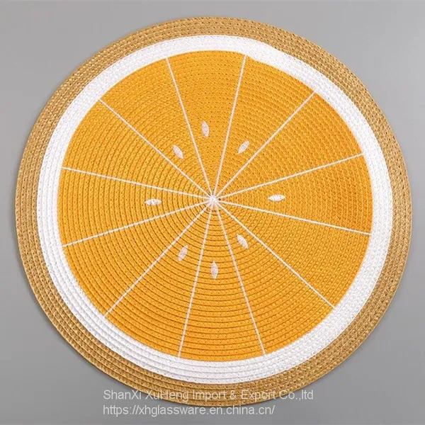 PP Woven Round Placemat Cartoon Fruit Dining Table Plate Mat Bowl Watermelon Lemon Drink Coasters Kitchen Accessories Home Decor photo-4