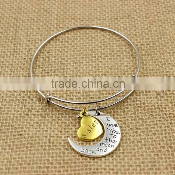 2016 New Design Stainless Steel Expandable Bangle Ani Bangle Bracelet i Love You to the Moon and Back photo-4