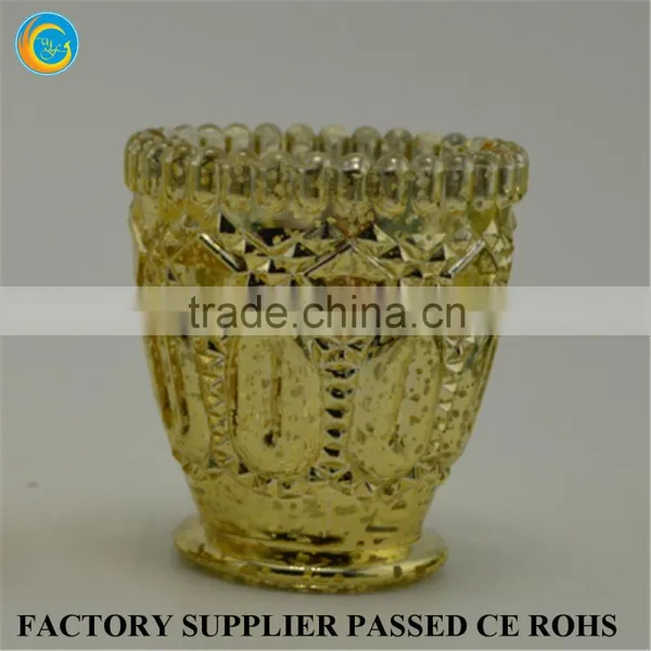 Embossed Design Colored Glass Candle Holder Popular photo-3