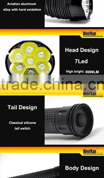 (160344) High Lumen Aluminum Alloy 7led 8000lm Hunting Powerful Flashlight photo-3