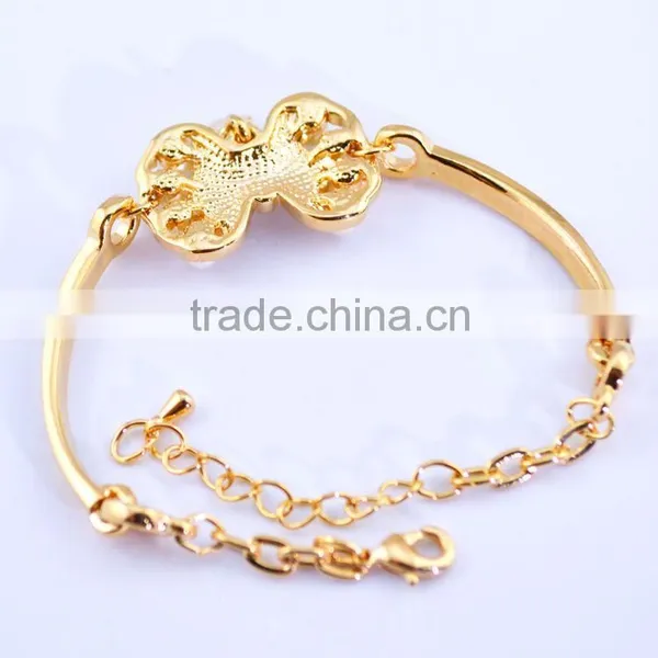 Jewelry Charm Fashion Gift Bow-knot Pearl Rhinestone Gold Plated Bracelet photo-3