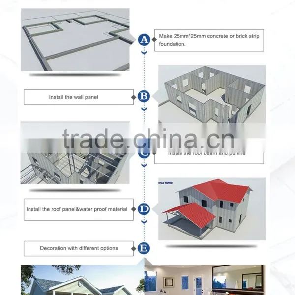 Hot Sale!!2016 New Design Prefab House, Fire Proof Fiber Cement Board House With Low Cost photo-3