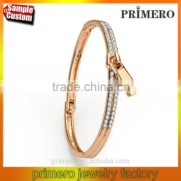Zip design zircon gold plated bracelets & bangles for women top quality jewelry