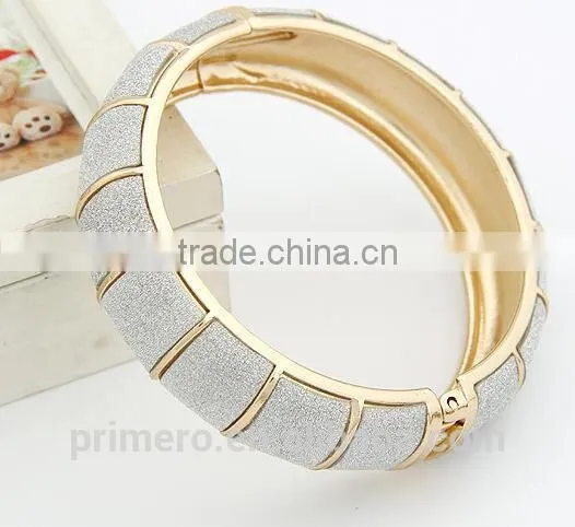 New Glitter Matte Sliver Bracelet Simple 18k Gold-Plated Opening Enamel Bangles photo-3