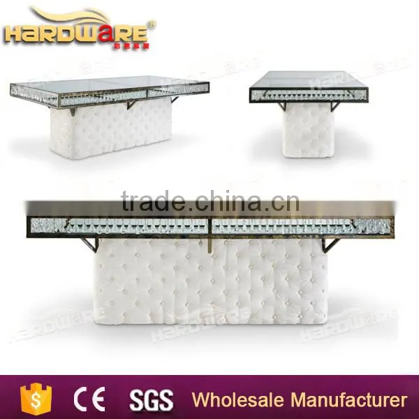 Iron Wedding Cake Table Glass Top Square Wedding Dining Table