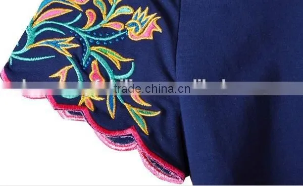 Summer Wear New National Style Embroidery Women's Short Sleeve of Women Tshirts photo-6