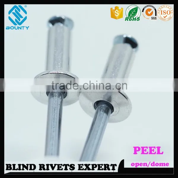 HIGH QUALITY OPEN END FACTORY DOME HEAD AL/ST PEEL BLIND RIVETS photo-3
