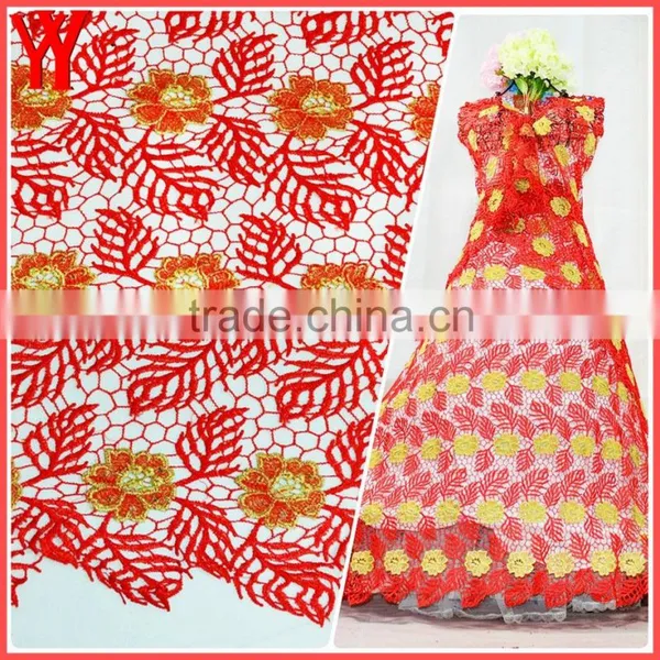 Nice Flower Embroidery Designs African Lace Fabrics Guipure Lace With Stones photo-6