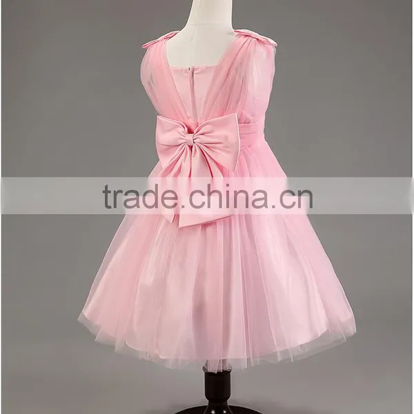 Wholesale High Quality Girls Lace Applique Princess Frocks Pink Chiffon Maxi Dresses TR-WS36 photo-2