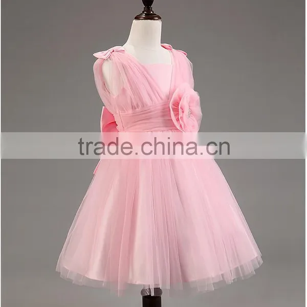 Wholesale High Quality Girls Lace Applique Princess Frocks Pink Chiffon Maxi Dresses TR-WS36 photo-6