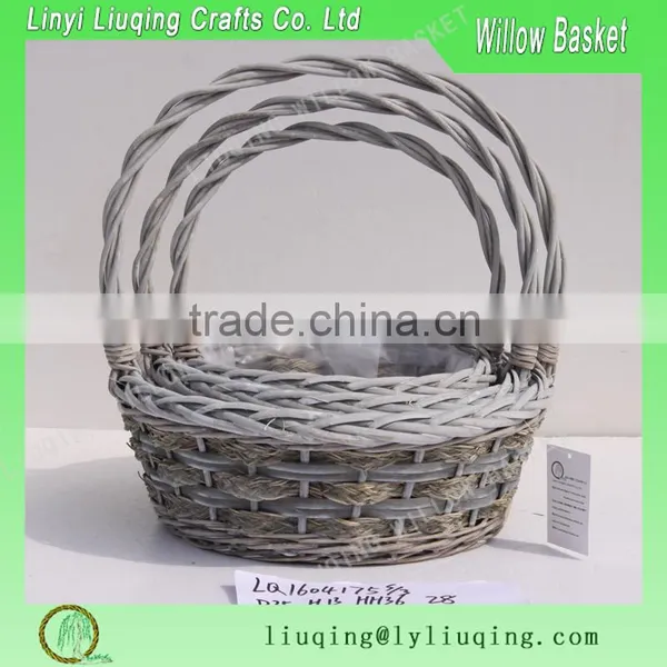 Wicker Plastic Lined Garden Hanging Plant Basket photo-2