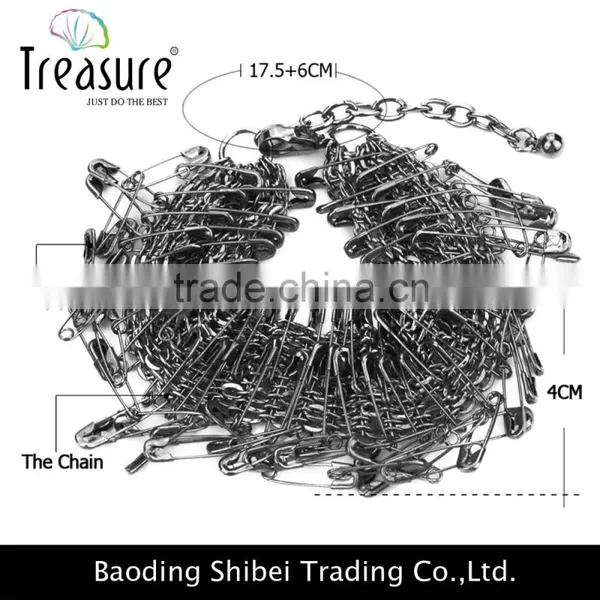 2016 Unique New Design Postmodernism Gun Black Safty Pins Chain Bracelet Jewelry photo-6