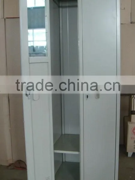 Double Door Coat Hanging Closet With Mirror