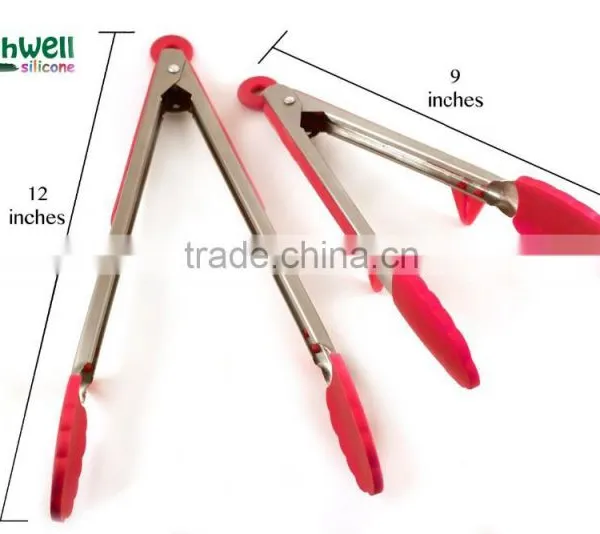 Cooking Utensils 9'' and 12' Set of BBQ Service Silicone Tongs Most Popular photo-2