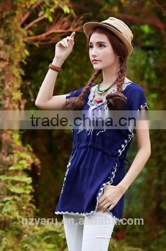 Fashionable Embroidory Causual Lady Tunic Top photo-2