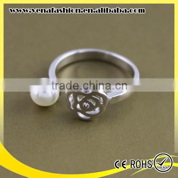 Jewellery Fashion Rose Flower Perfect Small Pearl Silver Pearl Rings