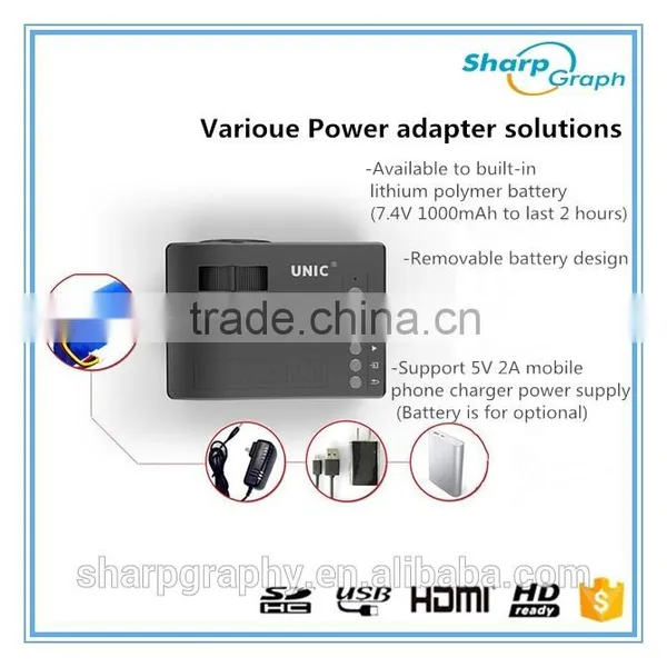 UNIC Cheap Pico Used Mini HD 1080P LED Projector With Battery Home Cinema Projectors photo-2