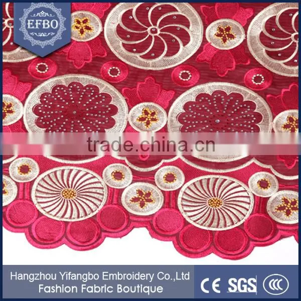 Wine Color Background Swiss Guipure Voile Lace Fabric / White Color Background China Swiss Voile Lace For Wedding Dress photo-2