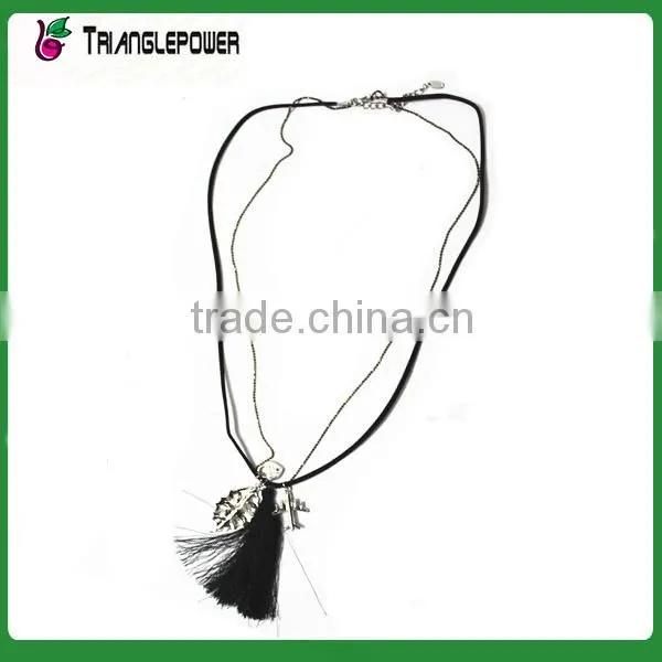 PU Rope Necklace With Metal Ball Chain Pendant Necklace photo-3