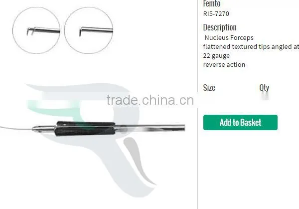 Femto Nucleus Forceps Flattened Textured Tips Angled at 22 Gauge Reverse Action