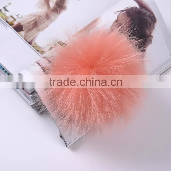 Dyed White Raccoon Fur Pompom Keychain/big Fur Pompoms Bag Charm for Girls KZ160076 photo-4