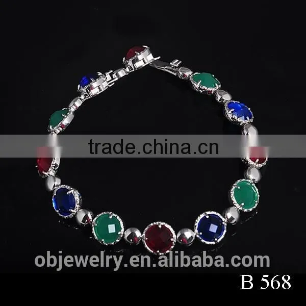 2015 Brass Jewelry Colorful Glass Chain Bracelet photo-3