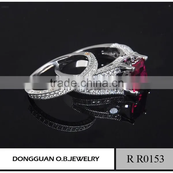 Fashion Ring Finger Rings With Red Diamond for Wedding Ring / Double Rings photo-4