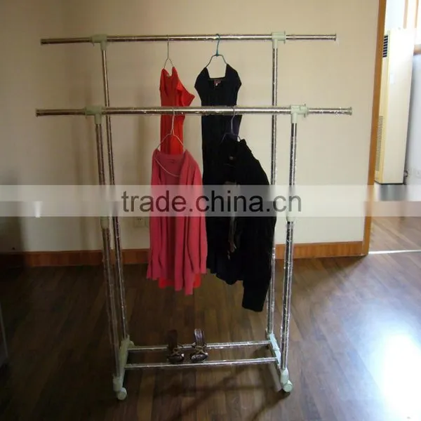 Oem Double Pole Clothes Dry Hanger Rack;coat Dryer Rack and Stand