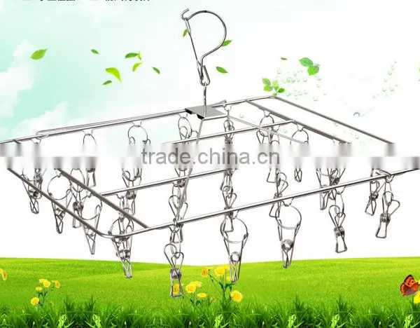 Clip and Drip Hanger Clothes Drying Hanger Rack With 20 Clips and Folding Plastic Stainless Steel Clothes Hanger photo-2
