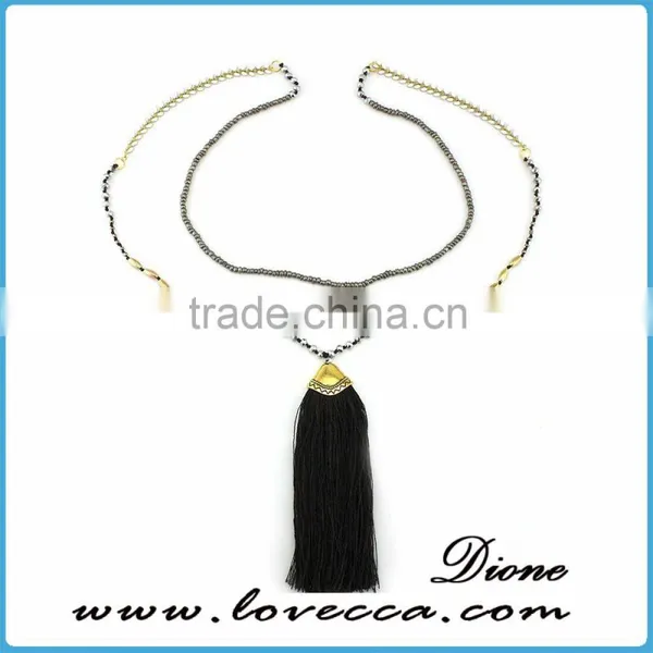 Colorful Natural Imperial Charms Tassel Lariat Necklace Wooden Beads photo-4