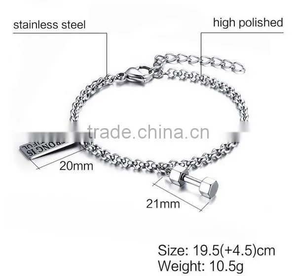 2016 New Silver Stainless Steel Custom Charm Silver Jewelry Bracelet photo-2