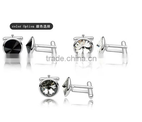 Europe High Polishing Cufflinks Silver Metal Copper Silver Cuff Link Crytsal for Men Shirts photo-5