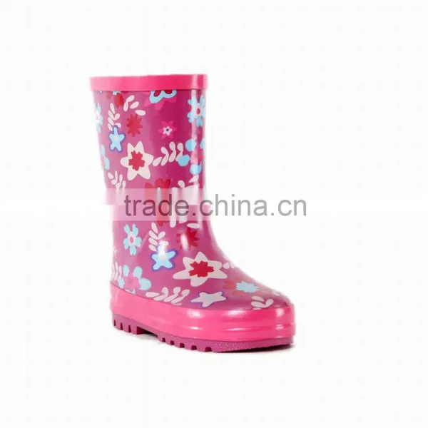 China Flowers Printed Kids Rain Boots Waterproof Shoes for Sale photo-3