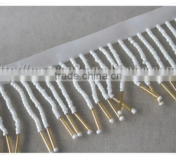 China Fashion White Beaded Fringe Trim Lampshade Beads Fringe for Decoration photo-6