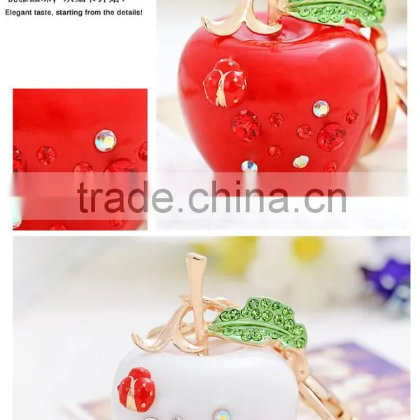 Colorful Crystal Rhinestone Accessories 3D APPLE Shape Key Chains and Key Rings photo-3