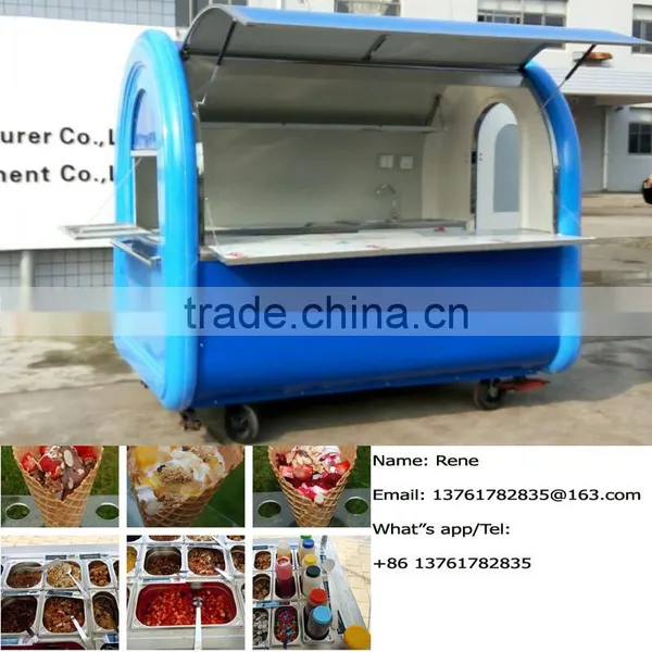 China Supply Kiosk Street Vending Trailer Cart Snacks and Sweets Food Trolley for Sale photo-6