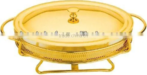 Oval Food Warmers With Golden Line Stand