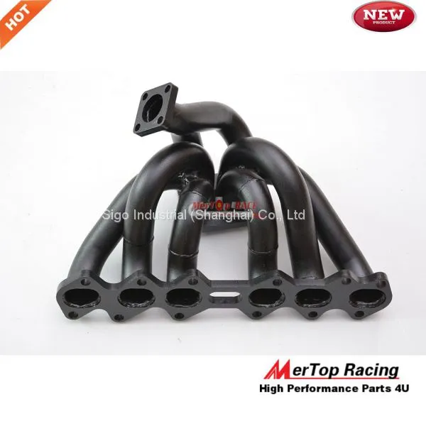 Mertop 3mm Thick Black Coated T4 Divide Toyot* Supra 93-98 2JZ-GTE 2JZ Twin Turbo Manifold With 46mm Wastegate Flange photo-2