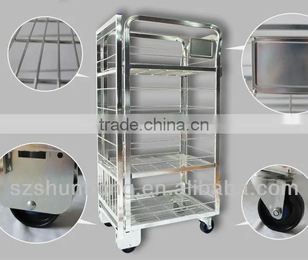 Factory Wire Transport Milk Table Trolley, Moving Roller Cage Cart SHMT-A1 photo-2