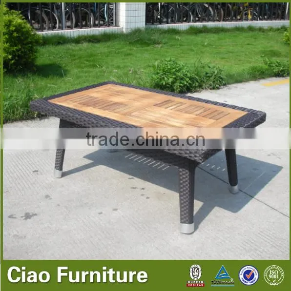Leisure Garden Rattan Loveseat Sofa Furniture With Teak Wood Table photo-3