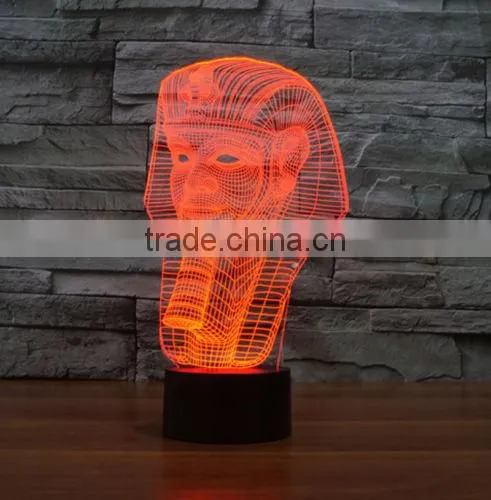 Pyramid Pharaoh 3D LED Illusion Night Light Touch Switch Table Desk 7 Color Lamp photo-3