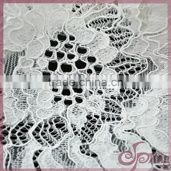 White Flower Design Jacquard Cotton Nylon Warp Knitting Fabric Cotton Lace Fabric for Dress photo-6