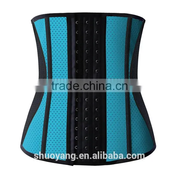 Shuoyang Top Selling High Quality Factory Wholesale Private Label Accept Strong 3 Hooks Mesh Breathable Latex Waist Trainer photo-3