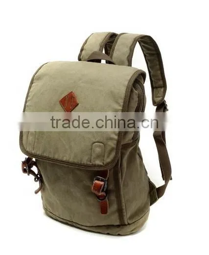 Unisex,Vintage Casual Cotton Canvas Leather Backpack Rucksack Bookbag ,Lagtop Bag Computer Bag For Men & Women