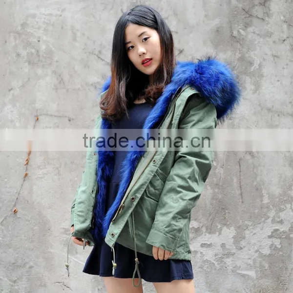 CX-G-P-12M Women Real Raccoon Fur Collar Coat Real Fox Fur Parka photo-5